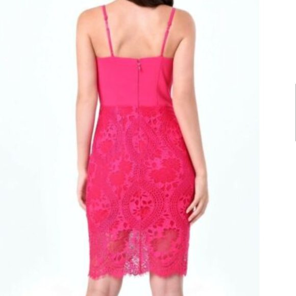 bebe Lace Bustier Dress in Bright Rose Size 4 - Picture 5 of 6